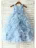 Satin Organza Ruffled Floor Length Flower Girl Dress